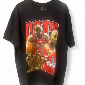 Michael Jordan Player Y Tees Black Chicago Bulls GOAT Graphic Tee #NBA